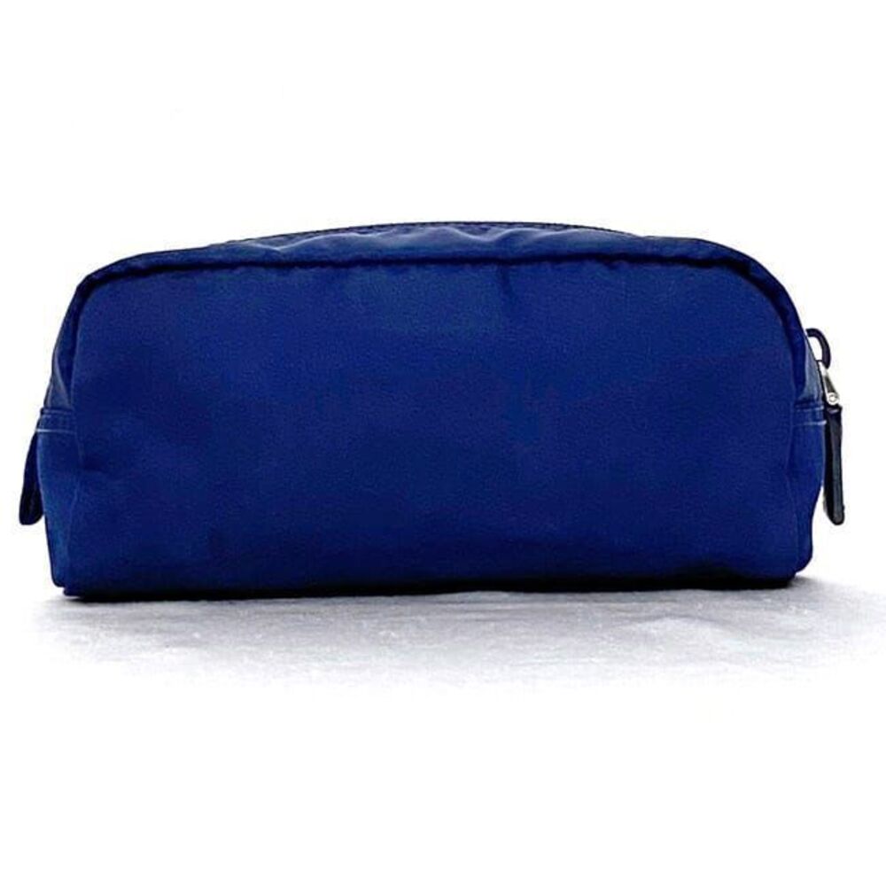Prada Blue Triangle case Clutch Plate Tessuto Compact Zip Pouch Blue